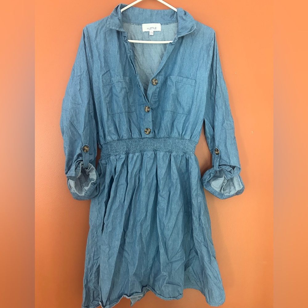 Blue Denim Button-Up Women's Dress